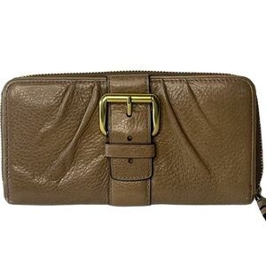 Coach Leather Taupe Buckle Wallet